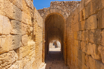 Fototapeta premium visit to the ruins of the colosseum of Tarragona.