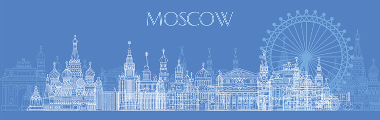 Moscow skyline line art 5