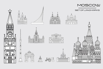 Fototapeta premium Moscow skyline line art 10