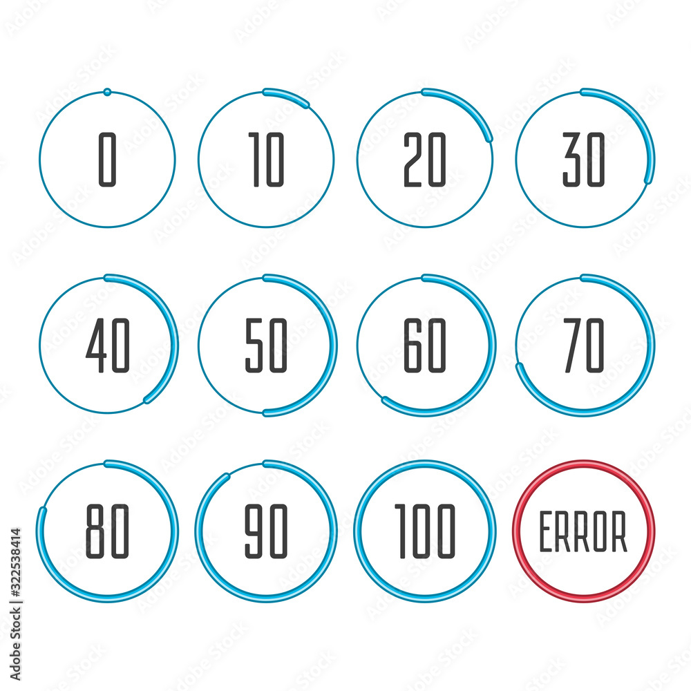 Poster circle loading or progress bars isolated on white background. template graph blue pie chart with gra