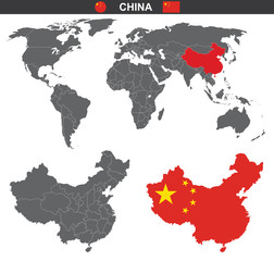 Fototapeta na wymiar vector political map of China on white background
