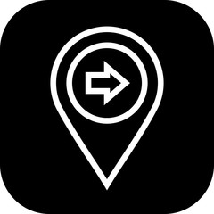 Round edged move right arrow  Location Icon to use in web application interface. It can also be used for travel and tourism industry.