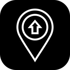 Round edged move forward arrow Location Icon to use in web application interface. It can also be used for travel and tourism industry.