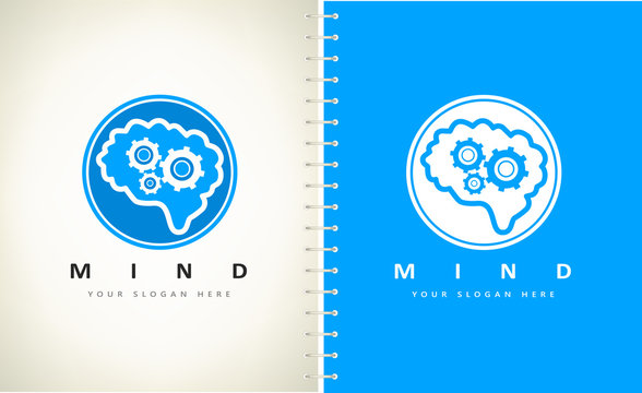 Brain And Gear Logo Vector Design.