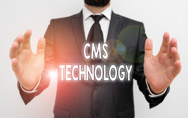 Word writing text Cms Technology. Business photo showcasing programs that are used to create and...