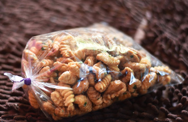 walnuts on wooden table