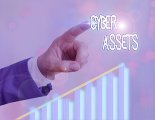 Handwriting text writing cyber Assets. Conceptual photo programmable electronic devices and communication networks