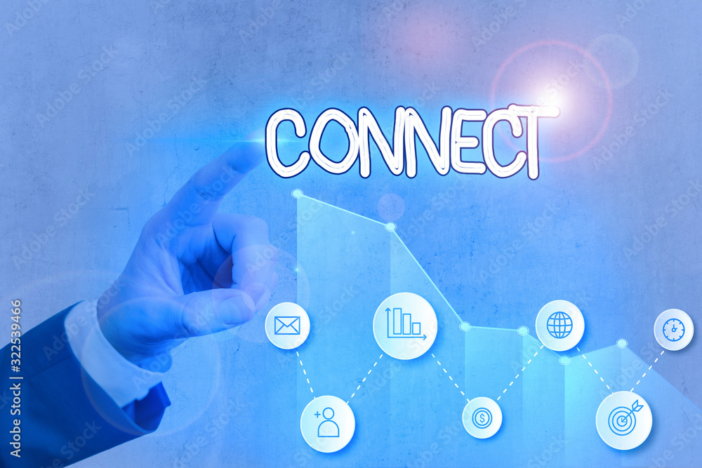 Poster writing note showing connect. business concept for being together contact associate relate networkin