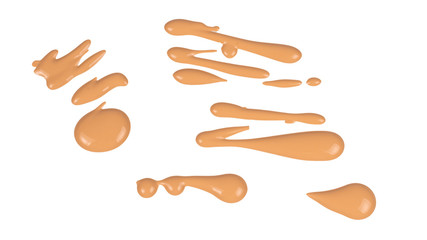 Liquid foundation swatch isolated on white background. Close Up of makeup cream sample.