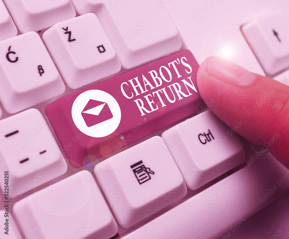 Poster conceptual hand writing showing chabot s return. concept meaning the come back of conversation via a