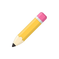 Orange thick pencil in flat style. Cartoon Pencil for drawing isolated on white background. Vector illustration EPS 10.