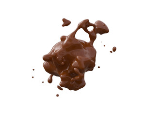 liquid chocolate splash on white background