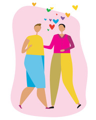 A adult gay men and love isolated on a white background for design, a flat vector stock illustration with romantic guys and LGBT people as Against Homophobia concept [преобразованный]