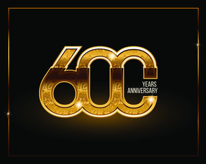The 600 th anniversary is golden. Anniversary template design for web, game, Creative poster, booklet, leaflet, flyer, magazine, invitation card. Vector