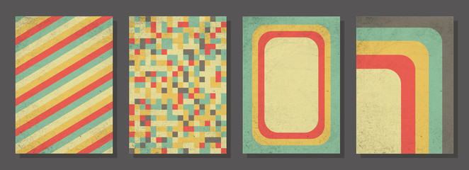 Set of retro covers. Cover templates in vintage design. Abstract vector background template for your design. Retro design templates set for brochures, posters, flyers, banners, covers, placards.
