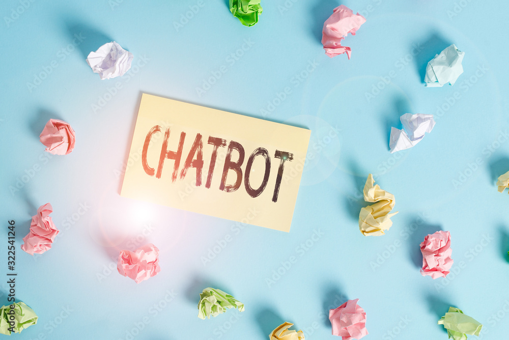 Poster word writing text chatbot. business photo showcasing a kind of computer program that simulates human