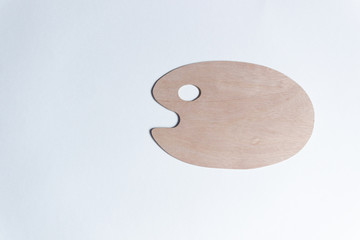 Artist wooden clean palette on white background