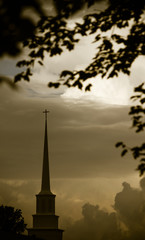 steeple in the clouds
