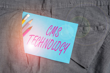 Handwriting text Cms Technology. Conceptual photo programs that are used to create and analysisage...