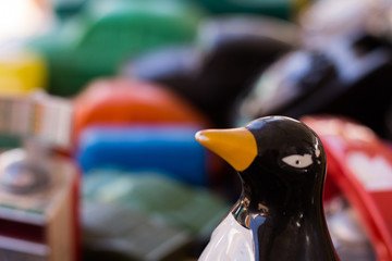 closeup of a fridge penguin