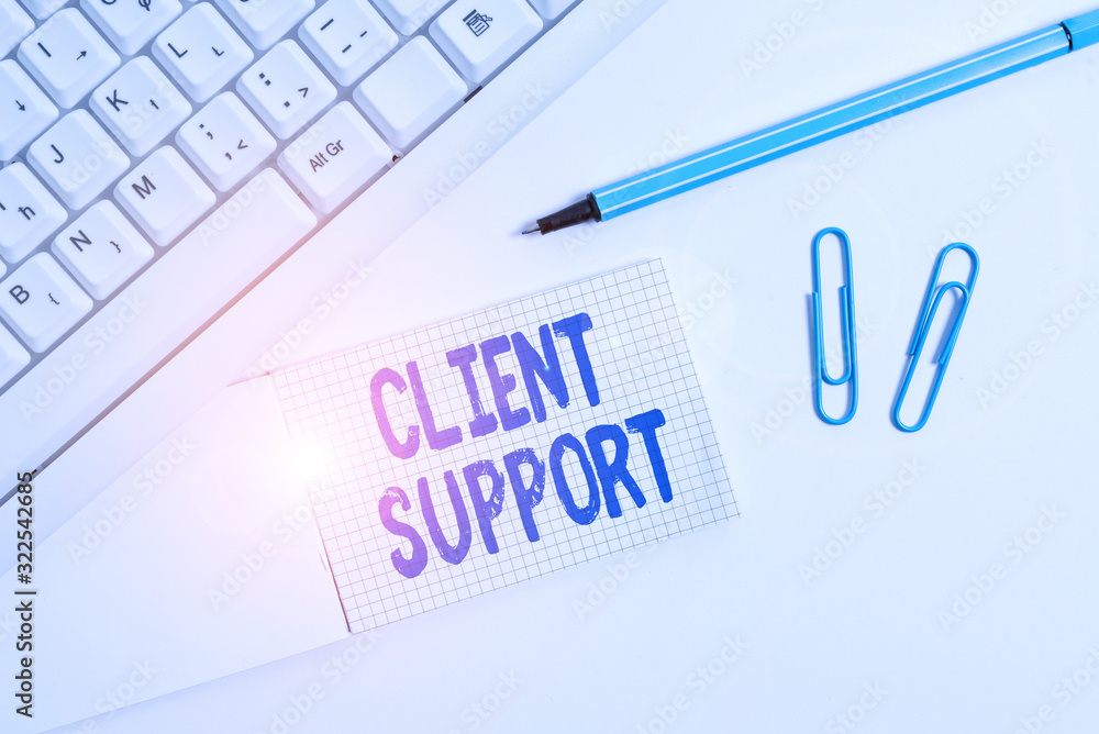 Poster conceptual hand writing showing client support. concept meaning focus on helping customers to use pr