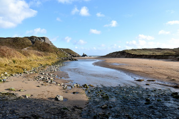 View of Broadhaven South with Church Rock in the background.