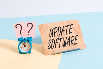 Word writing text Update Software. Business photo showcasing adds minor software enhancements and...