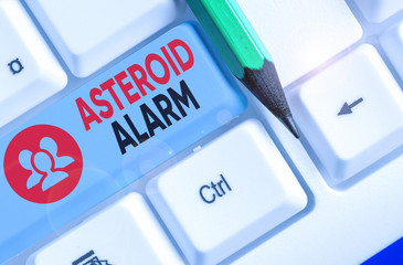 Handwriting text Asteroid Alarm. Conceptual photo warning to prepare the cities in a space rock...