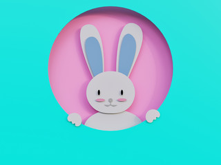 Fototapeta premium Easter Bunny minimalism Art paper cut