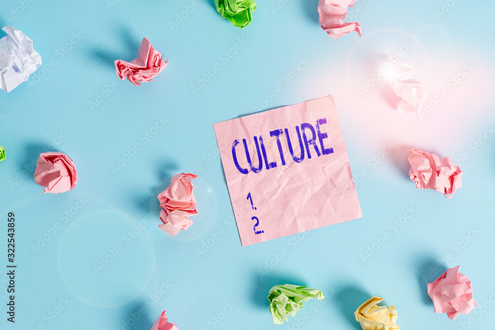 Poster handwriting text culture. conceptual photo characteristics and knowledge of a particular group of sh