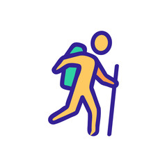 Fototapeta na wymiar Tourist walking icon vector. Thin line sign. Isolated contour symbol illustration
