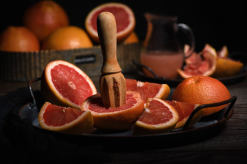 making freshly squeezed grapefruit  juice