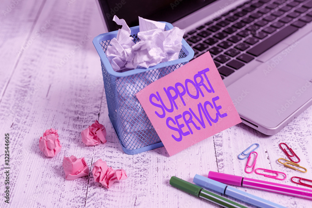 Poster word writing text support service. business photo showcasing activity for execution of a product or 