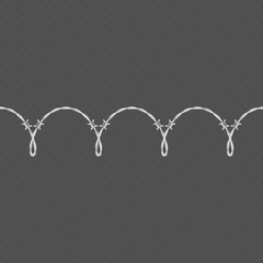 Metal barbed wire horizontal seamless border template and elements object. EPS 10