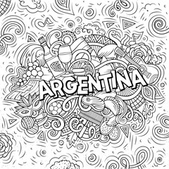 Argentina hand drawn cartoon doodles illustration. Funny design.