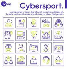 Esport color linear vector icons set.