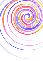 Abstract drawing of stains of multicolor paints are spilling spirally isolated on white background vector