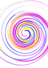Abstract drawing of stains of multicolor paints are spilling spirally isolated on white background vector