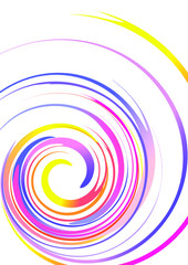 Abstract drawing of stains of multicolor paints are spilling spirally isolated on white background vector