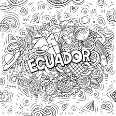 Ecuador hand drawn cartoon doodles illustration. Funny design.