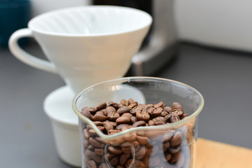 Obraz na płótnie Canvas Drip coffee, melitta method with Colombian coffee