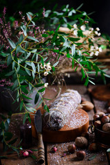 Chocolate and nuts  salami.style rustic