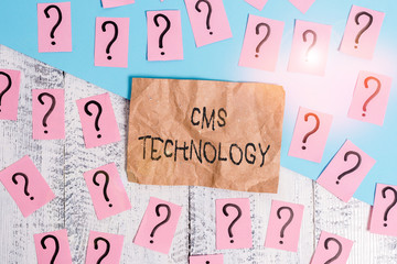 Word writing text Cms Technology. Business photo showcasing programs that are used to create and...