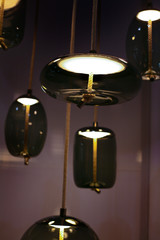 lighting decoration, big design lamps on dark background