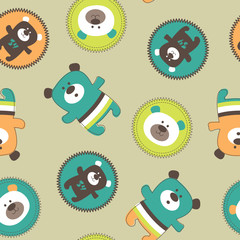 seamless pattern with teddy bear, vector textile fabric print, wallpaper or wrapping paper