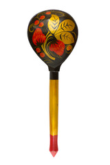 Wooden spoons with Khokhloma ornament isolated on a white background.