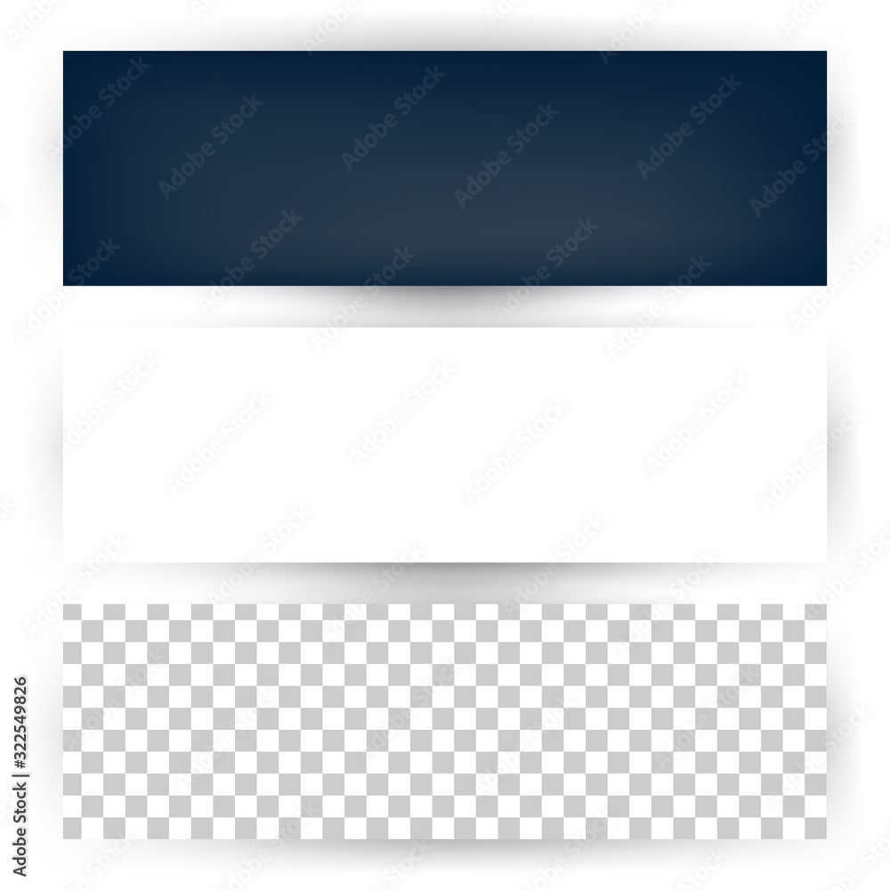 Wall mural empty horizontal banner set with shadow template