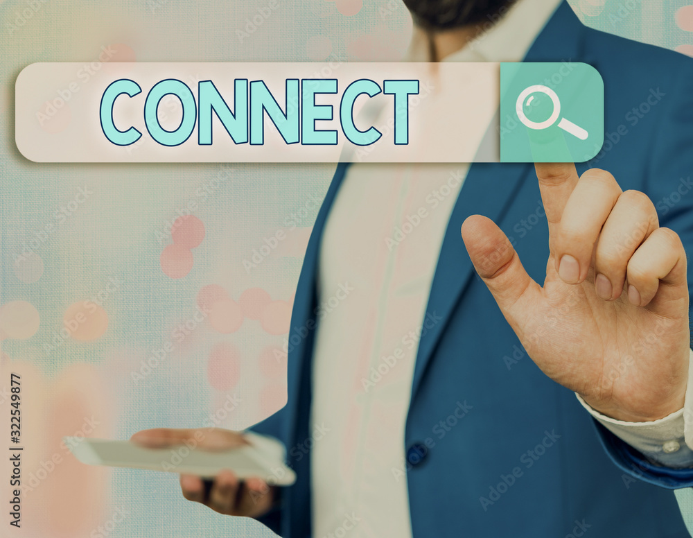 Poster writing note showing connect. business concept for being together contact associate relate networkin