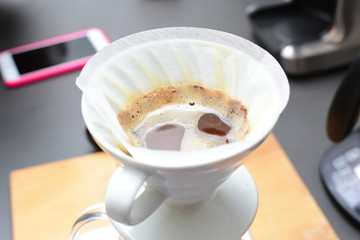 Drip coffee, melitta method with Colombian coffee