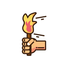 hand holding a torch icon, fill style and colorful design